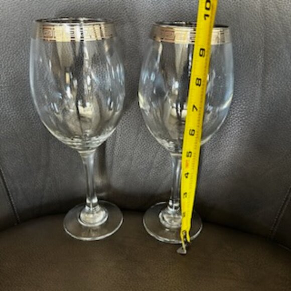 NWOT Vintage Italian Crystal Wine Champagne Glasses With Gold Trim Greek Design - Picture 8 of 13